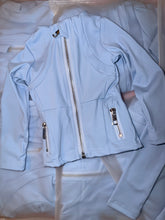 Load image into Gallery viewer, Light blue with silver zipper yoga set for kids Ready to ship 3-5 days 💕
