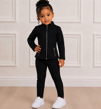 Load image into Gallery viewer, Black with silver zipper yoga set for kids Ready to ship 3-5 days 💕
