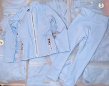 Load image into Gallery viewer, Light blue with silver zipper yoga set for kids Ready to ship 3-5 days 💕
